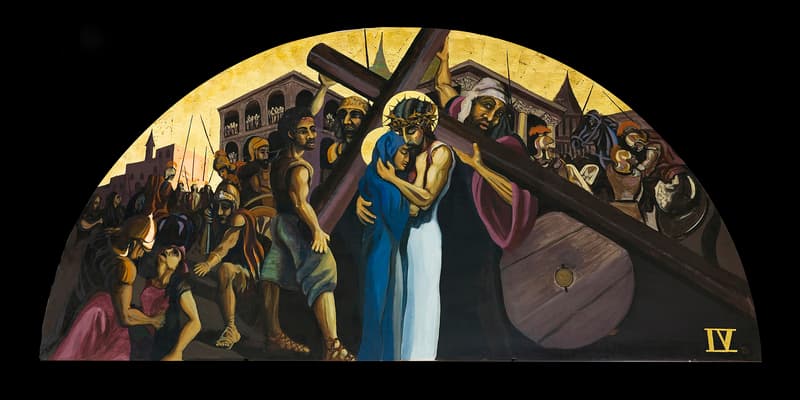 Jesus meets his mother